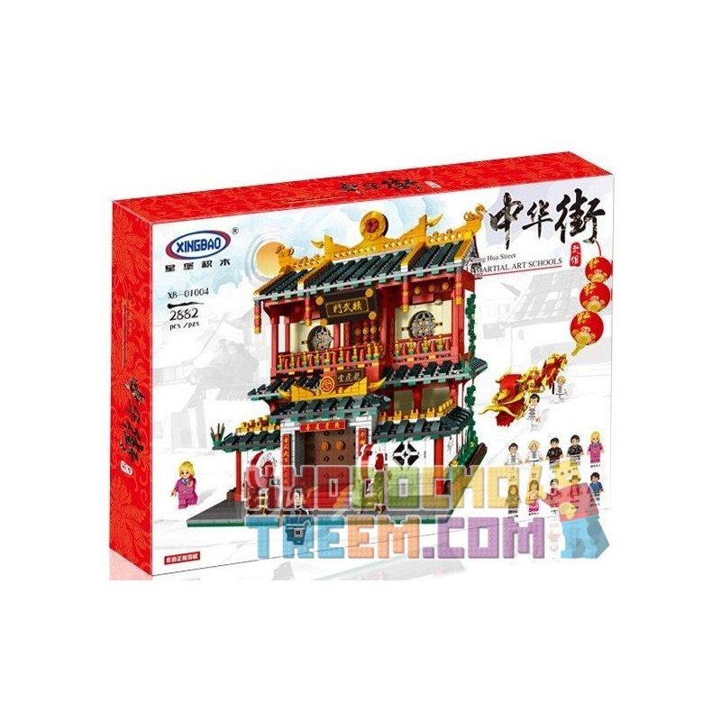 XINGBAO XB-01004 01004 XB01004 non  VÕ ĐƯỜNG bộ đồ chơi xếp lắp ráp ghép mô hình Chinatown CHINA TOWN MARTIAL SCHOOLS Khu Phố Tàu 2882 khối