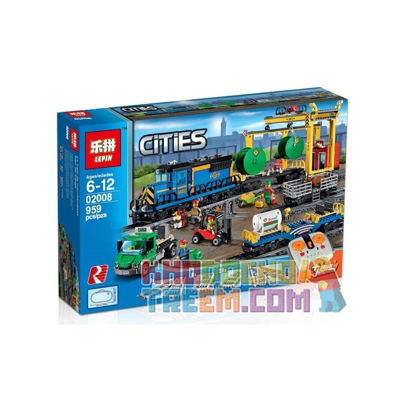 NOT Lego CARGO TRAIN 60052 QUEEN 82008 LEPIN 02008 SX 6103 xếp lắp ráp ghép mô hình TÀU CHỞ HÀNG ĐIỀU KHIỂN TỪ XA City Thành Phố 888 khối