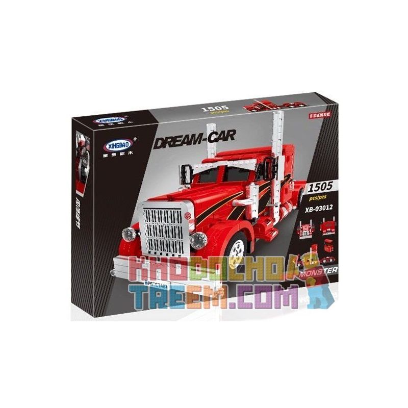 XINGBAO XB-03012 03012 XB03012 non  XE TẢI QUÁI VẬT ĐỎ bộ đồ chơi xếp lắp ráp ghép mô hình Creator DREAM CAR RED MONSTER Sáng Tạo 1505 khối