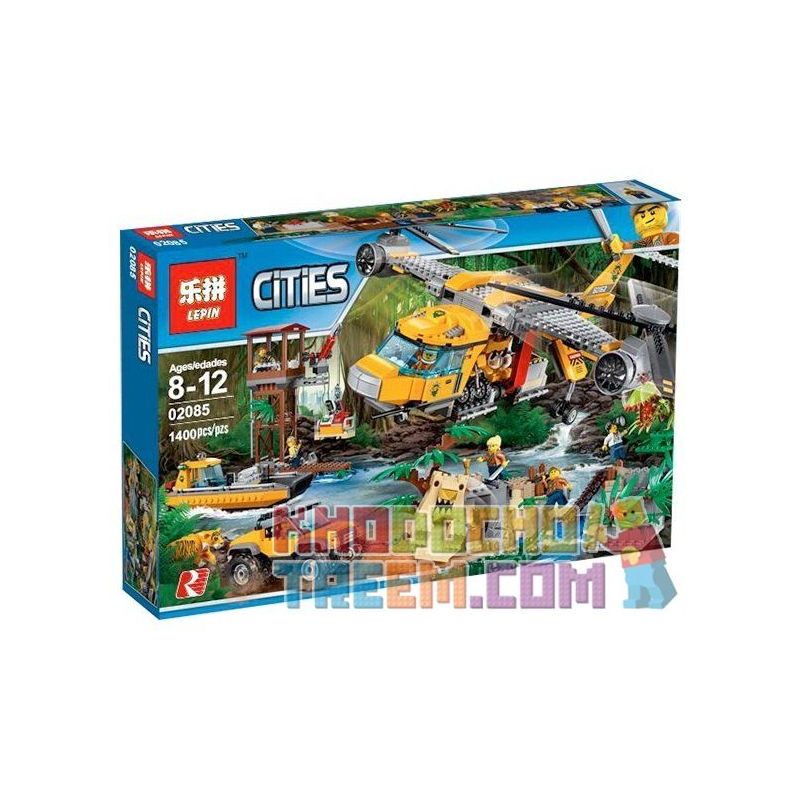 NOT Lego JUNGLE AIR DROP HELICOPTER 60162 Bela Lari 10713 LEPIN 02085 xếp lắp ráp ghép mô hình ĐỘI TRỰC THĂNG VẬN CHUYỂN RỪNG MÁY BAY JUNGLE AIR DROP City Thành Phố 1250 khối