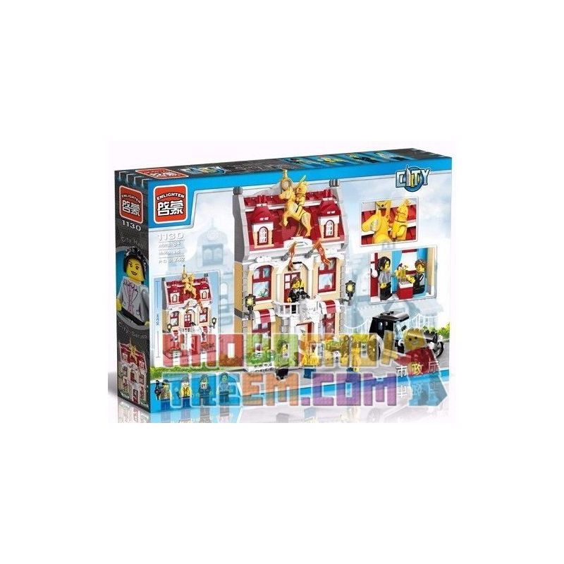 Enlighten 1130 Qman 1130 non  TÒA THỊ CHÍNH bộ đồ chơi xếp lắp ráp ghép mô hình City Thành Phố 742 khối