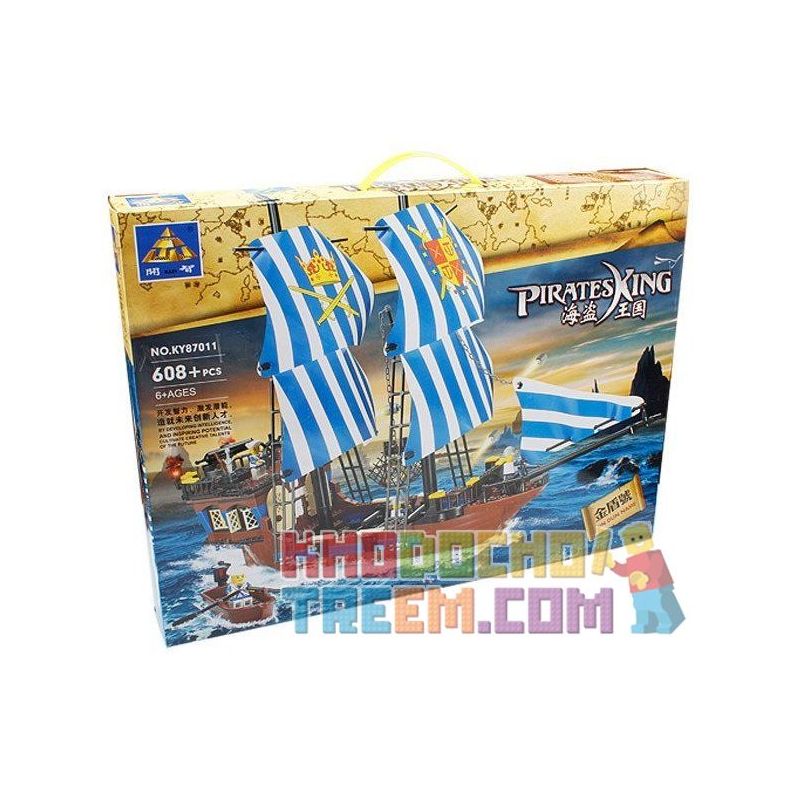 Kazi KY87011 87011 Xếp hình kiểu  PIRATES OF THE CARIBBEAN Armada Flagship Tàu Chiến Chống Hải Tặc 608 khối