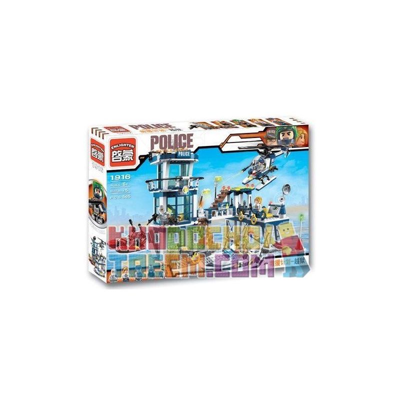 Enlighten 1916 Qman 1916 non  ĐỒN CẢNH SÁT ĐƯỜNG THỦY bộ đồ chơi xếp lắp ráp ghép mô hình Police POLICE BATTLE FORCE 565 khối