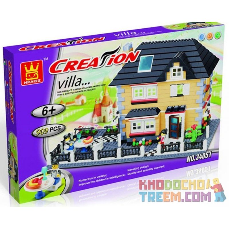 WANGE DR.LUCK 34051 non  BIỆT THỰ CÓ BÀN ĂN NGOÀI TRỜI bộ đồ chơi xếp lắp ráp ghép mô hình City CITYINN Thành Phố 909 khối