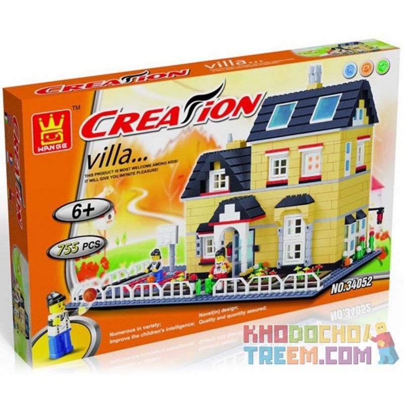 WANGE DR.LUCK 34052 non  BIỆT THỰ CÓ SÂN BÓNG RỔ bộ đồ chơi xếp lắp ráp ghép mô hình City CITYINN Thành Phố 755 khối