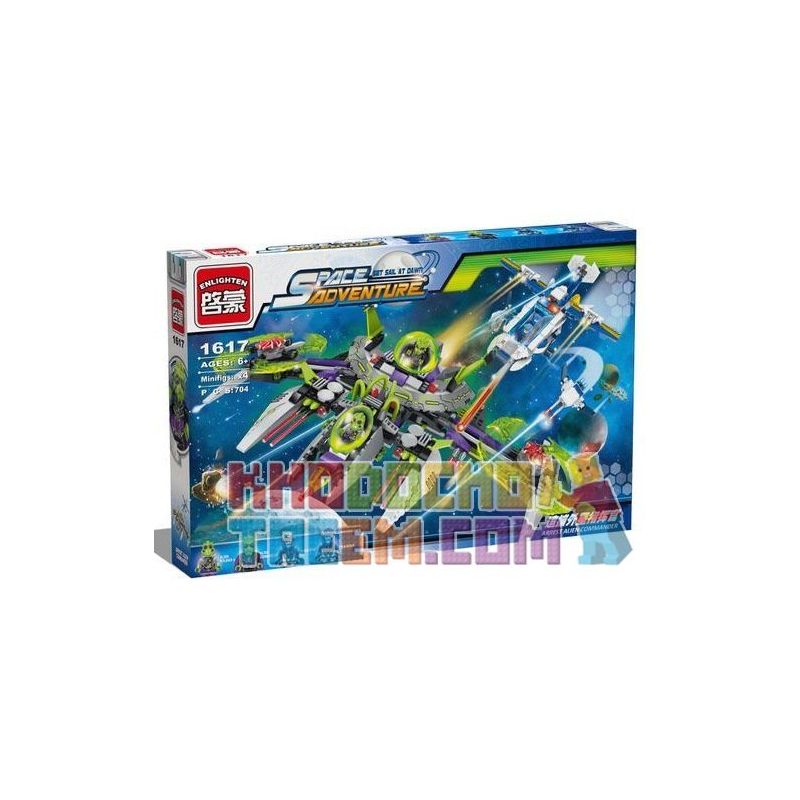 Enlighten 1617 Qman 1617 non  ĐUỔI BẮT CHỈ HUY NGƯỜI NGOÀI HÀNH TINH bộ đồ chơi xếp lắp ráp ghép mô hình Space Adventure SPACE ADVENTURE ARREST ALIEN COMMANDER Thám Hiểm Không Gian 704 khối