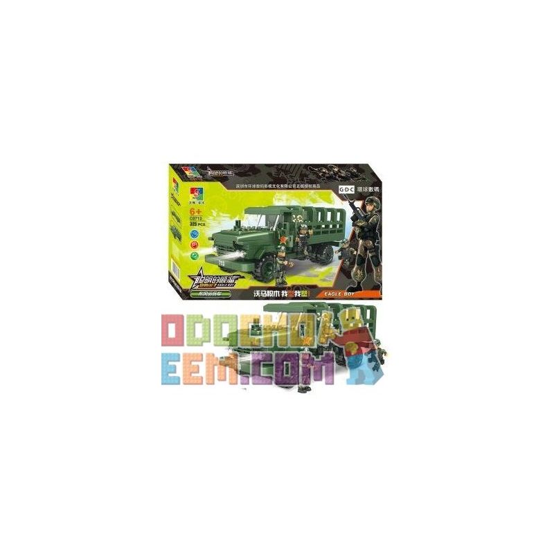 WOMA C0713 0713 Xếp hình kiểu  MILITARY ARMY Millitary Truck Xe Tải Chở Lính 325 khối