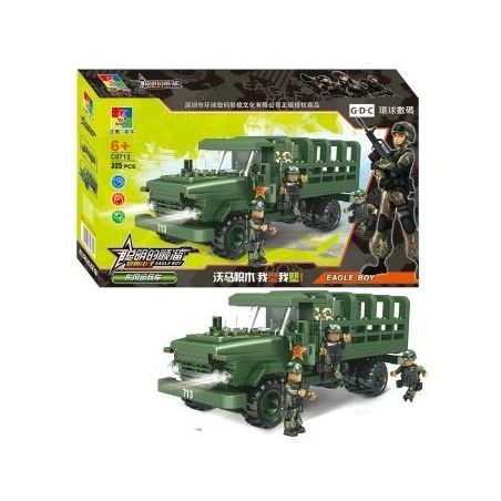 WOMA C0713 0713 Xếp hình kiểu  MILITARY ARMY Millitary Truck Xe Tải Chở Lính 325 khối