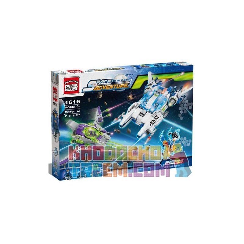 Enlighten 1616 Qman 1616 non  NGĂN CHẶN PHI THUYỀN SÁT THỦ NGƯỜI NGOÀI HÀNH TINH bộ đồ chơi xếp lắp ráp ghép mô hình Space Adventure SPACE ADVENTURE ALIEN JET ASSAULT Thám Hiểm Không Gian 517 khối