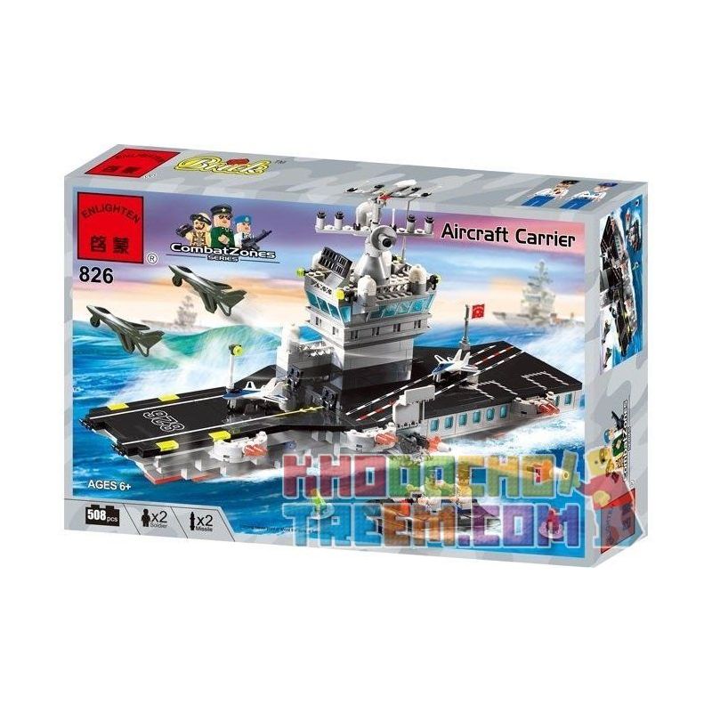 Enlighten 826 Qman 826 non  TÀU SÂN BAY bộ đồ chơi xếp lắp ráp ghép mô hình Military Army COMBATZONES AIRCRAFT CARRIER Quân Sự Bộ Đội 508 khối