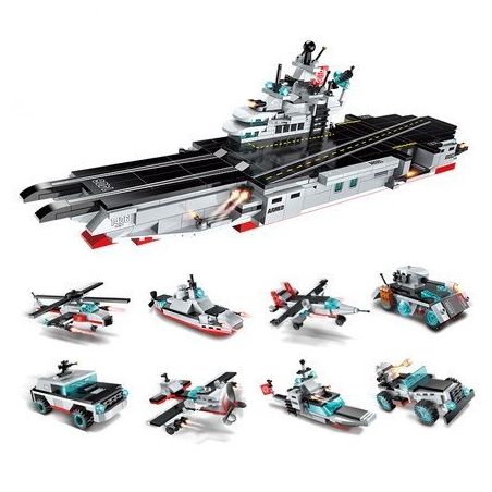 Enlighten 1406 Qman 1406 non  TÀU SÂN BAY 8 TRONG 1 bộ đồ chơi xếp lắp ráp ghép mô hình Transformers COMBAT ZONES SERIES 航母战舰 Robot Đại Chiến Người Máy Biến Hình 643 khối