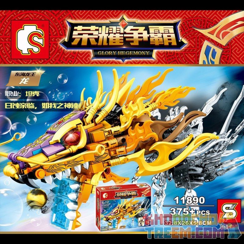 SEMBO 11890 Xếp hình kiểu Lego KING OF GLORY HEGEMONY Rồng Vàng Đông Hải 375 khối