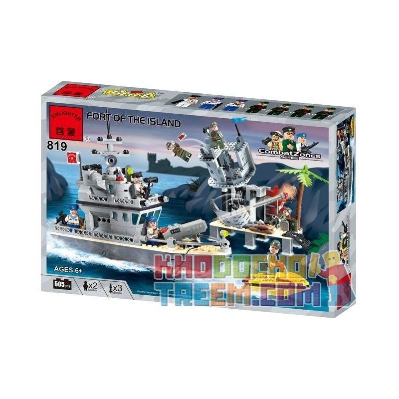 Enlighten 819 Qman 819 non  TẤN CÔNG CĂN CỨ TRÊN ĐẢO bộ đồ chơi xếp lắp ráp ghép mô hình Military Army COMBATZONES FORT OF THE ISLAND Quân Sự Bộ Đội 505 khối