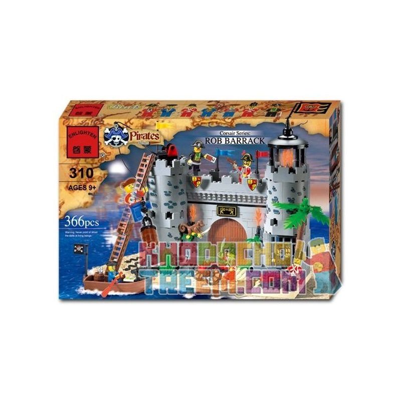 Enlighten 310 Qman 310 non  BẢO VỆ THÀNH TRÌ bộ đồ chơi xếp lắp ráp ghép mô hình Pirates Of The Caribbean CORSAIR ROB BARRACK Cướp Biển Vùng Caribe 366 khối