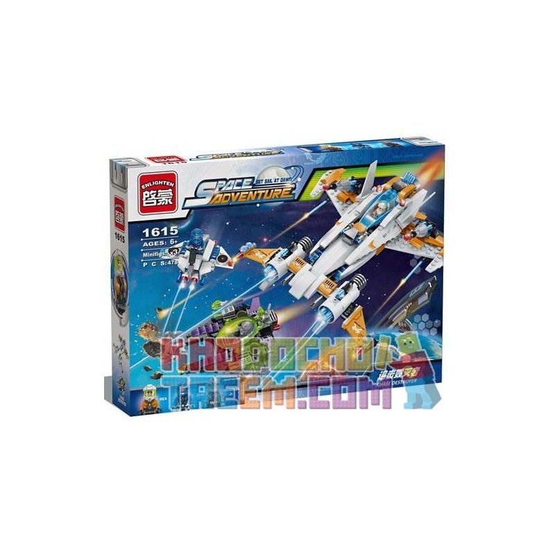 Enlighten 1615 Qman 1615 non  ĐUỔI BẮT TÀU HỦY DIỆT bộ đồ chơi xếp lắp ráp ghép mô hình Space Adventure SPACE ADVENTURE CHASE DESTROYER Thám Hiểm Không Gian 478 khối