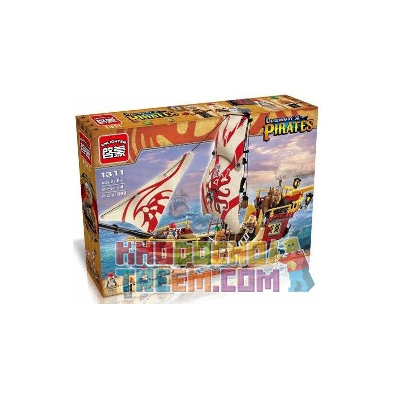 Enlighten 1311 Qman 1311 non  THUYỀN CƯỚP BIỂN BẠCH TUỘC bộ đồ chơi xếp lắp ráp ghép mô hình Pirates Of The Caribbean Cướp Biển Vùng Caribe 368 khối