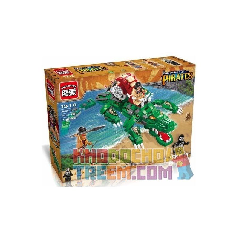 Enlighten 1310 Qman 1310 non  XUỒNG MÁY CÁ SẤU bộ đồ chơi xếp lắp ráp ghép mô hình Pirates Of The Caribbean LEGENDARY PIRATES Cướp Biển Vùng Caribe 538 khối