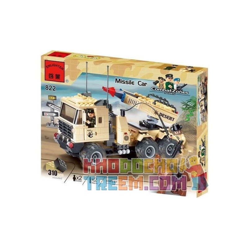 Enlighten 822 Qman 822 non  XE TẢI PHÓNG TÊN LỬA bộ đồ chơi xếp lắp ráp ghép mô hình Military Army COMBATZONES MISSILE CAR Quân Sự Bộ Đội 310 khối