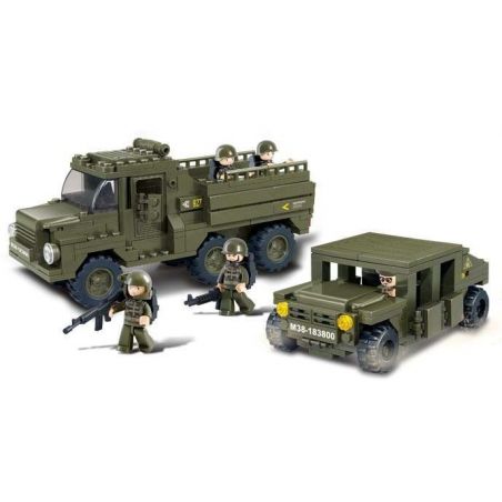 SLUBAN M38-B0306 B0306 0306 M38B0306 38-B0306 non  XE TẢI CHỞ QUÂN + HUMMER bộ đồ chơi xếp lắp ráp ghép mô hình Military Army ARMY RANGER Quân Sự Bộ Đội 379 khối
