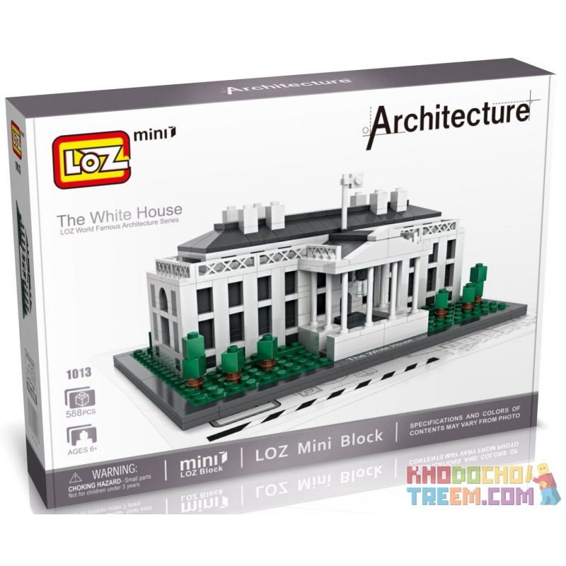 LOZ 1013 Xếp hình kiểu Nanoblock ARCHITECTURE The White House Nhà Trắng 588 khối