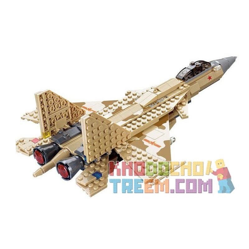 Kazi KY84021 84021 non Lego MÁY BAY TIÊM KÍCH SUKHOI SU-27 bộ đồ chơi xếp lắp ráp ghép mô hình Field Army Chiến Trường 339 khối