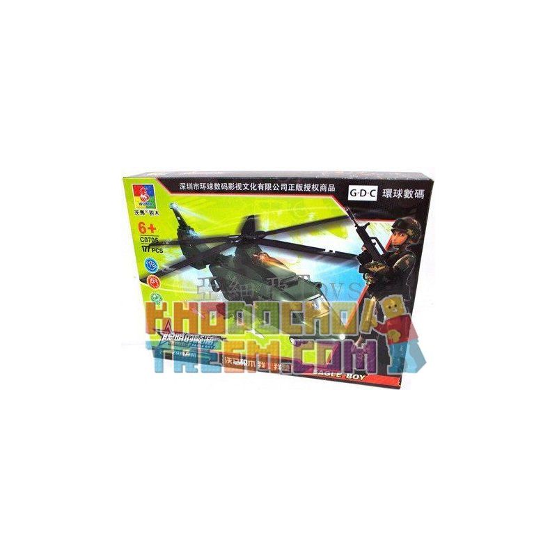 WOMA C0705 0705 Xếp hình kiểu  MILITARY ARMY Helicopter Trực Thăng 177 khối