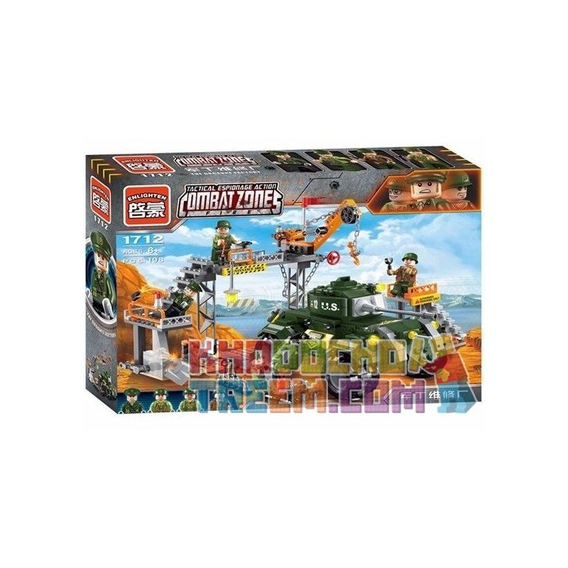Enlighten 1712 Qman 1712 non  NHÀ MÁY SỬA CHỮA THIẾT BỊ QUÂN SỰ bộ đồ chơi xếp lắp ráp ghép mô hình Tactical Espionage Action TACTICAL ESPIONAGE ACTION COMBAT ZONES FIRE Chiến Thuật Quân Sự 396 khối