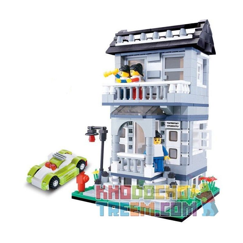 WANGE DR.LUCK 31053 non Lego BIỆT THỰ MÀU XÁM bộ đồ chơi xếp lắp ráp ghép mô hình City Inn CITYINN Nhà Trọ Thành Phố 480 khối