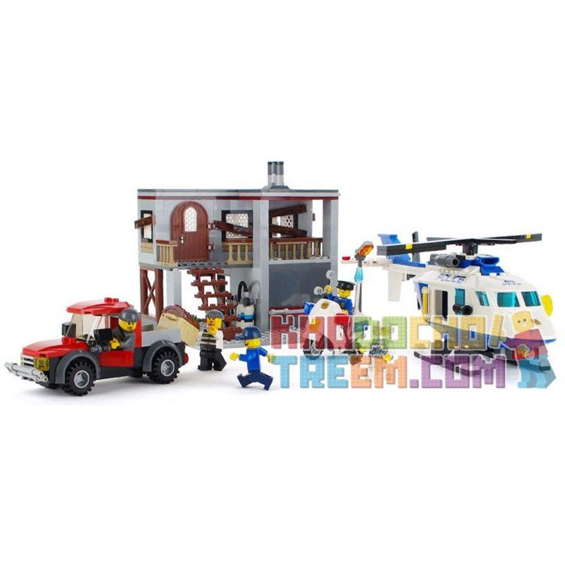 GUDI 9318 non  TRỰC THĂNG CẢNH SÁT TRUY BẮT CƯỚP bộ đồ chơi xếp lắp ráp ghép mô hình City POLICE Thành Phố 465 khối