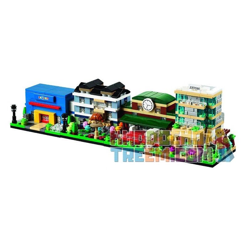 NOT Lego BRICKTOBER HOTEL TRAIN STATION BAKERY TOYS US STORE 40144 JISI 1110 1111 1112 1113 xếp lắp ráp ghép mô hình Promotional Khuyến Mại 234 khối