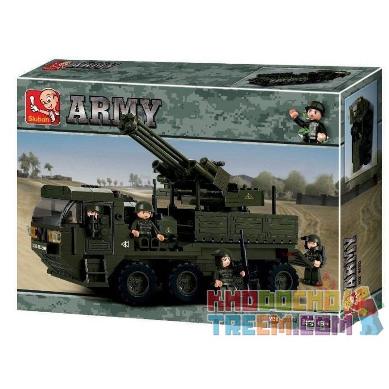 SLUBAN M38-B0302 B0302 0302 M38B0302 38-B0302 non  XE TẢI CHỞ SÚNG HẠNG NẶNG bộ đồ chơi xếp lắp ráp ghép mô hình Land Forces 2 Sức Mạnh Mặt Đất 306 khối