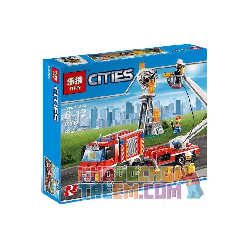 NOT Lego FIRE UTILITY TRUCK 60111 LEPIN 02083 xếp lắp ráp ghép mô hình XE BÁN TẢI CỨU HỎA City Thành Phố 368 khối