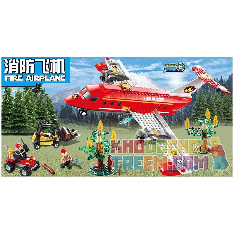 GUDI 9216 Xếp hình kiểu  CITY Fire Plane Máy Bay Cứu Hỏa Chữa Cháy Rừng 522 khối