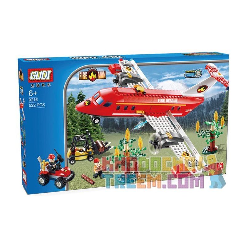 Gudi 9216 Xếp hình kiểu LEGO City Fire Plane Máy Bay Cứu Hỏa Chữa Cháy Rừng 522 khối Gudi 9216 Xếp hình kiểu LEGO City Fire Plane Máy Bay Cứu Hỏa Chữa Cháy Rừng 522 khối