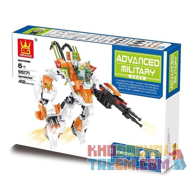WANGE DR.LUCK 55171 non  NGƯỜI MÁY 1 ĐIỀU KHIỂN bộ đồ chơi xếp lắp ráp ghép mô hình Advanced Military Quân Đội Công Nghệ Cao 412 khối