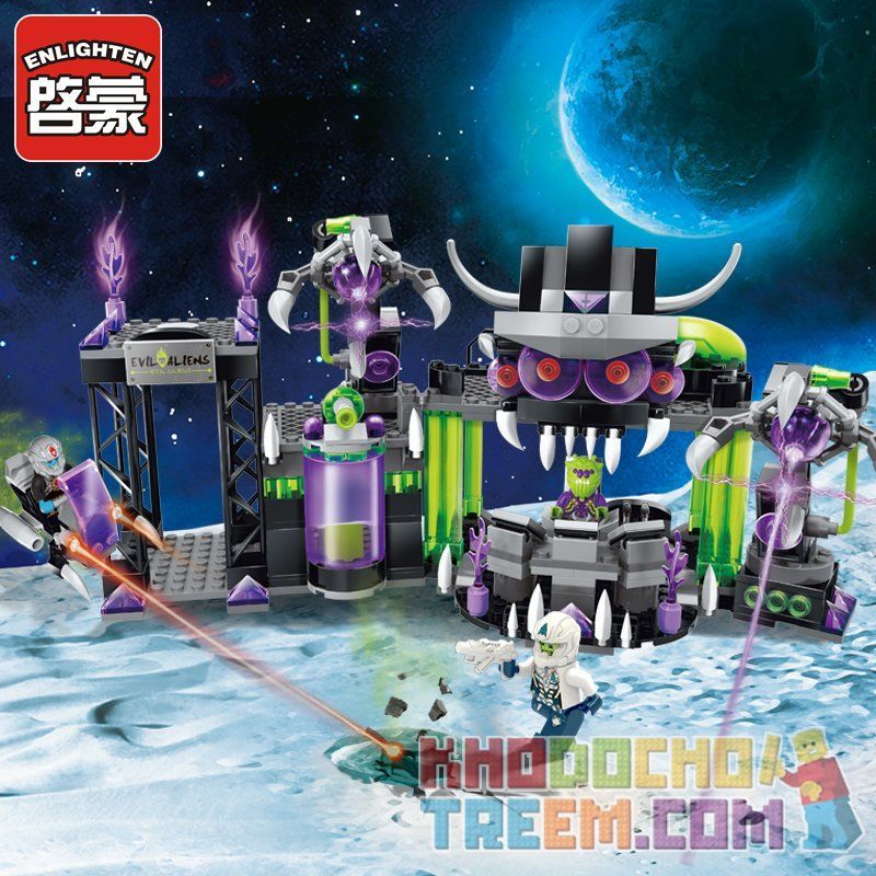 Enlighten 1613 Qman 1613 non  CĂN CỨ BỌN TỘI PHẠM bộ đồ chơi xếp lắp ráp ghép mô hình Space Adventure SPACE ADVENTURE VILLAINS ALLIANCE BASE Thám Hiểm Không Gian 398 khối