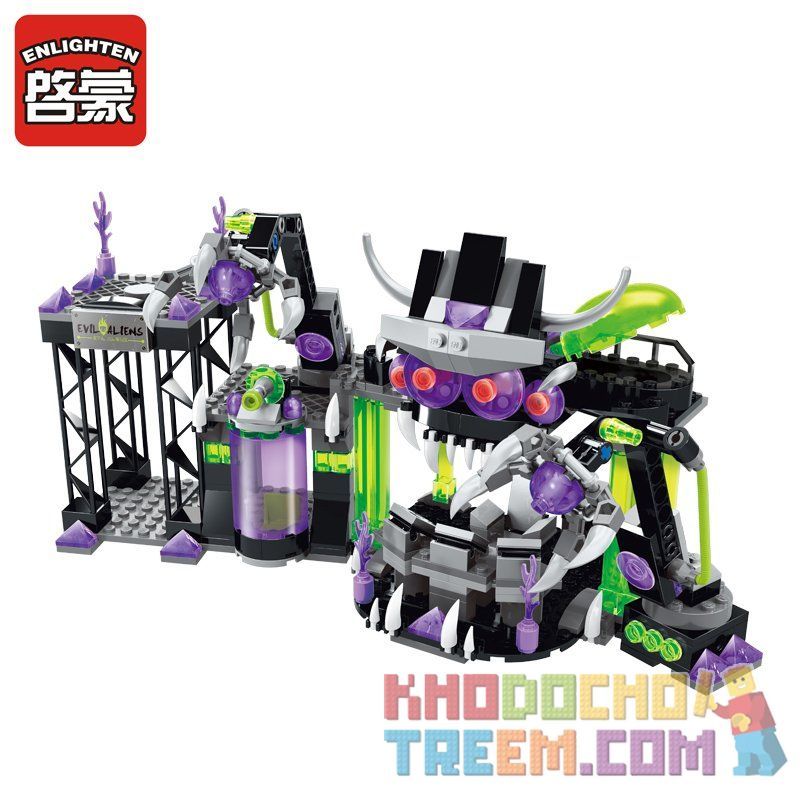 Enlighten 1613 Qman 1613 non  CĂN CỨ BỌN TỘI PHẠM bộ đồ chơi xếp lắp ráp ghép mô hình Space Adventure SPACE ADVENTURE VILLAINS ALLIANCE BASE Thám Hiểm Không Gian 398 khối