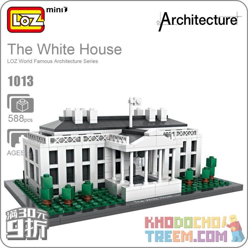 LOZ 1013 Xếp hình kiểu Nanoblock ARCHITECTURE The White House Nhà Trắng 588 khối