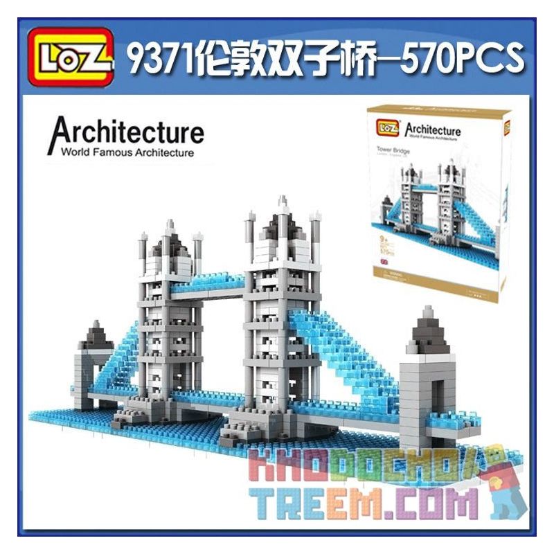 LOZ 9371 Xếp hình kiểu Nanoblock ARCHITECTURE London Tower Bridge Cầu Tháp Luân Đôn 570 khối
