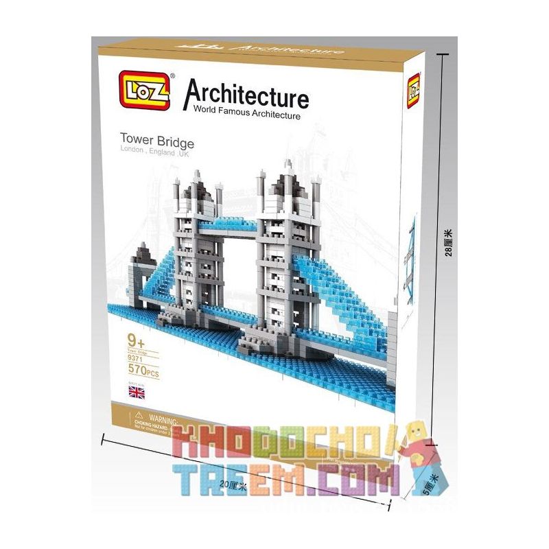 LOZ 9371 Xếp hình kiểu Nanoblock ARCHITECTURE London Tower Bridge Cầu Tháp Luân Đôn 570 khối