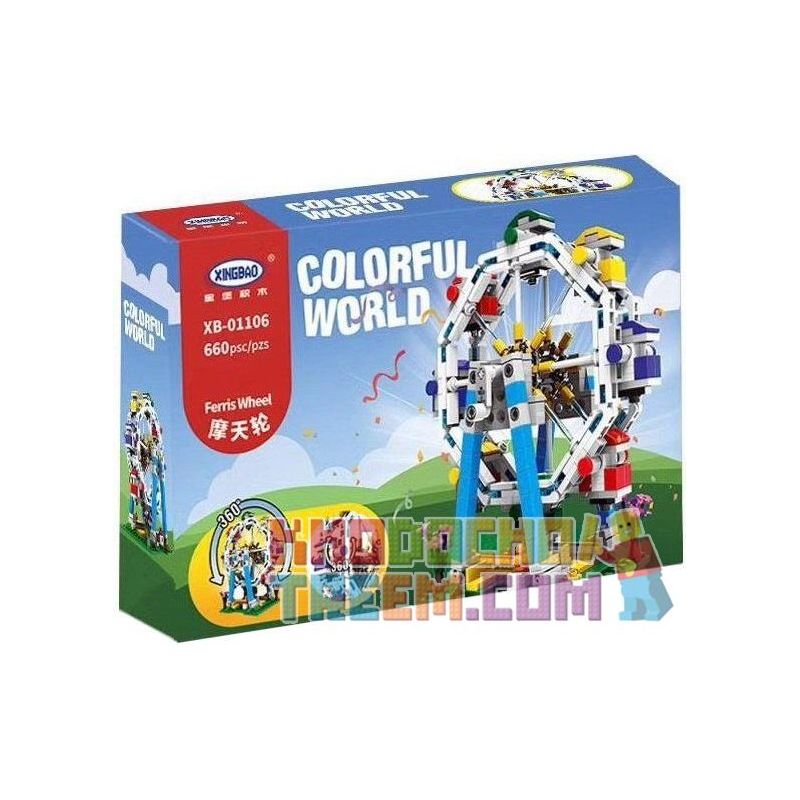 XINGBAO XB-01106 01106 XB01106 non  VÒNG QUAY FERRIS bộ đồ chơi xếp lắp ráp ghép mô hình Colorful World COLORFUL WORLD FERRIS WHEEL Thế Giới Sắc Màu 660 khối