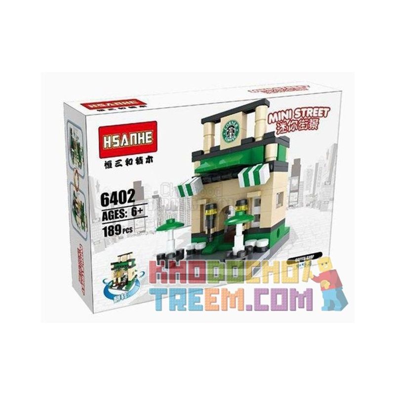 HSANHE 6402 Xếp hình kiểu  MINI MODULAR Starbucks Coffee Store Cửa Hàng Cafe Starbucks 189 khối
