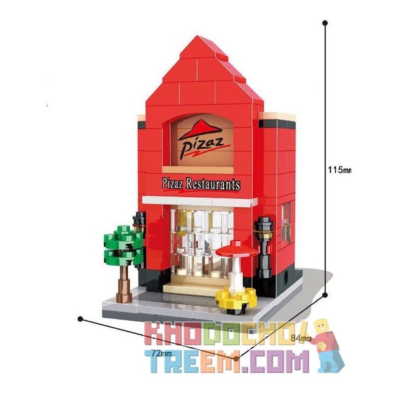 HSANHE 6412 Xếp hình kiểu  MINI MODULAR Pizza Restaurant Cửa Hàng Bánh Pizza 191 khối