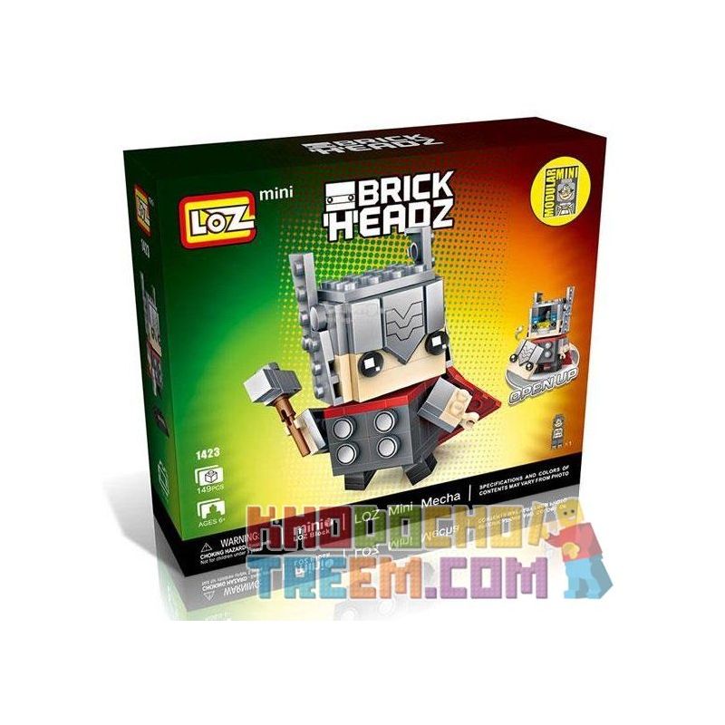 LOZ 1423 Xếp hình kiểu Nanoblock BRICKHEADZ Thor Thần Sấm 149 khối