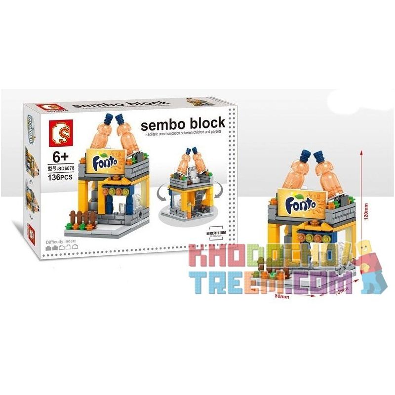 SEMBO SD6076 6076 SD6077 6077 SD6078 6078 SD6079 6079 non  BỘ 4 CỬA HÀNG THỜI TRANG GIẢI KHÁT DỤNG CỤ LÀM BẾP bộ đồ chơi xếp lắp ráp ghép mô hình Mini Modular SEMBO BLOCK D&G Đường Phố Thu Nhỏ 140 khối