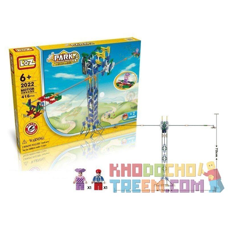 LOZ 2022 P0004 0004 Xếp hình kiểu Nanoblock LOZ ELECTRIC AMUSEMENT PARK Electric Amusement Park Whirly Propeller Giant Circle đu Văng 2 Cánh động Cơ Pin 416 khối có động cơ pin