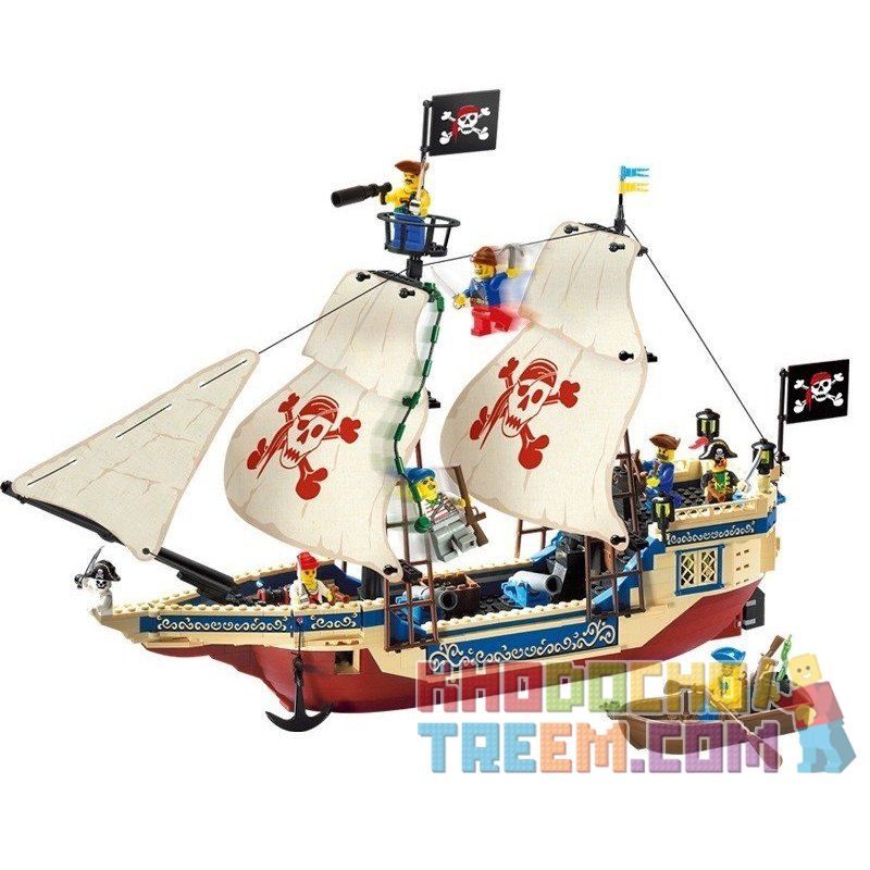 QMAN ENLIGHTEN KEEPPLEY 311 non Lego TÀU VUA CƯỚP BIỂN bộ đồ chơi xếp lắp ráp ghép mô hình Pirates Of The Caribbean CORSAIR KING OF THE SEAS Cướp Biển Vùng Caribe 487 khối