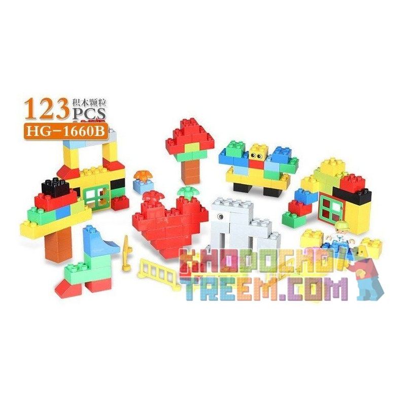 HYSTOYS HONGYUANSHENG AOLEDUOTOYS  HG-1660B 1660B HG1660B Xếp hình kiểu Lego Duplo DUPLO Creative Bucket Thiên đường Học Tập 123