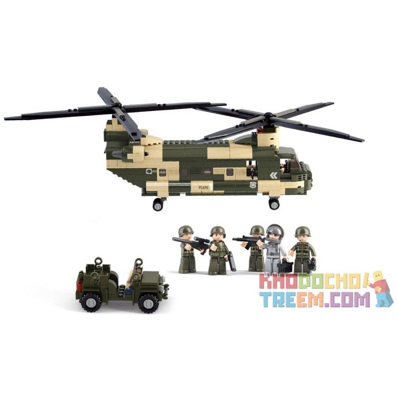 SLUBAN M38-B0508 B0508 0508 M38B0508 38-B0508 non  MÁY BAY VẬN TẢI QUÂN SỰ bộ đồ chơi xếp lắp ráp ghép mô hình Military Army Quân Sự Bộ Đội 520 khối