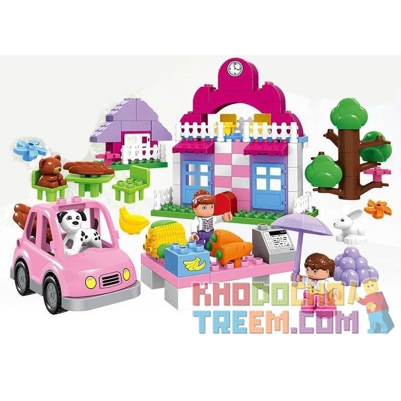 HUIMEI STAR CITY XING DOU CHENG HM065 Xếp hình kiểu Lego Duplo DUPLO Pink Supermarket Siêu Thị Màu Hồng 95 khối